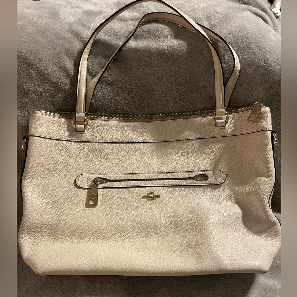 Coach Cream Shoulder Bag with Gold Accents